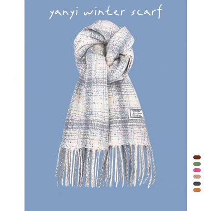 Imitation Cashmere Autumn and Winter Scarf Collection Plaid Scarf Women's Winter Thickeneded Warm Shawl Pure Color Student Scarf Cross-Border