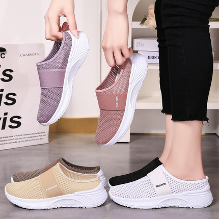 Half-Slip Summer Popular Casual Shoes, Breathable and Not Stuffy, Mesh Shoes, Slip-On Slippers, Soft Soles That Don'T Tire Your Feet, Lazy Shoes