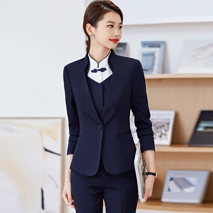 Spring and Autumn 2023 Commuter New wine red Long Sleeve Suit I Also Blouse Pants Skirt Four-Piece Suit