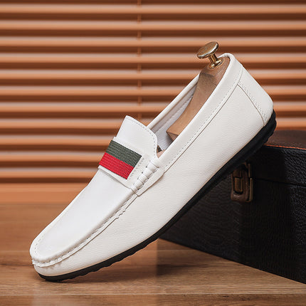 Doug Shoes Men's Summer New Fashion Men's Shoes All-match Men's Comfortable Soft Sole Slip-on Driving Casual Leather Shoes Trendy