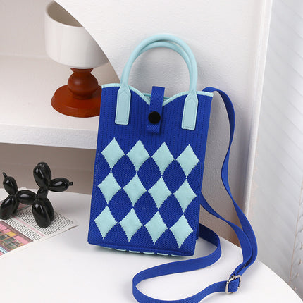 Knitted Bag New Casual Women's Fashionable Korean Style Fashionable Portable Niche Single Shoulder Crossbody Mobile Phone Bag Adjustable Shoulder Strap