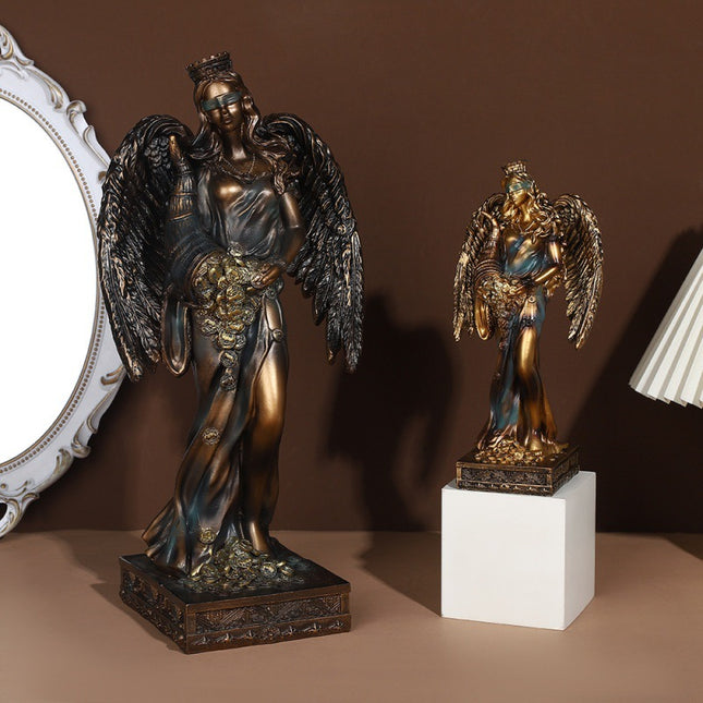 Angel Ornaments Greek Goddess of Wealth Resin Crafts Mythical Figures Wine Cabinet Study Decoration Sculpture Crafts
