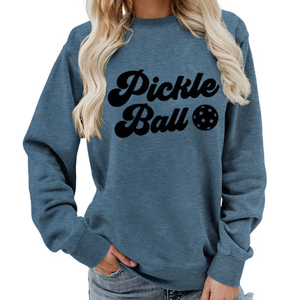 Pickle ball Printed Round Neck Women's Top Sweatshirt Foreign Trade Supply Autumn and Winter Coat Casual Loose European Size