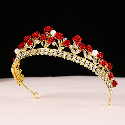 Three-piece set of bridal headdress Korean style Mori style hair band red hair accessories Xianmei hairband toast wedding dress accessories