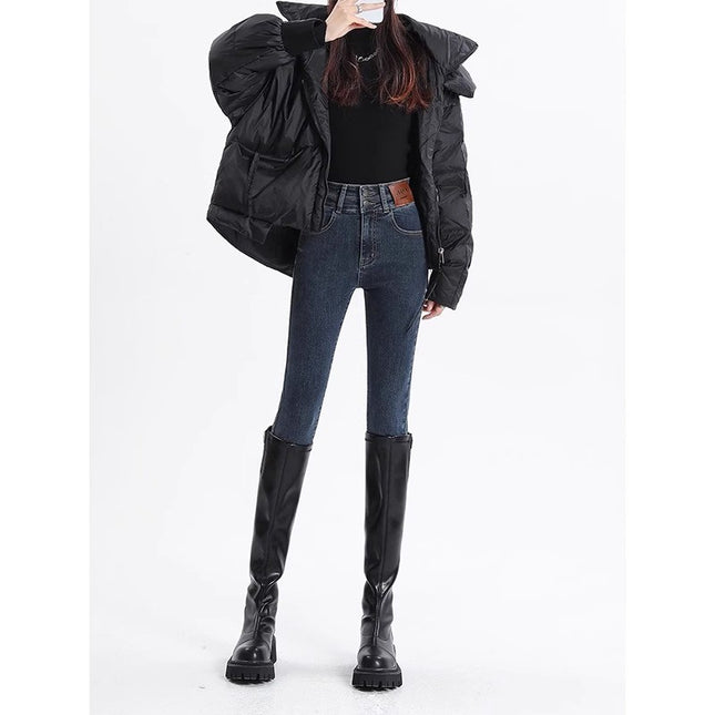 plus size Skinny Jeans Women's Trendy All-match New High Waist Slimming Slim-fit Stretch Pencil Boots Trousers