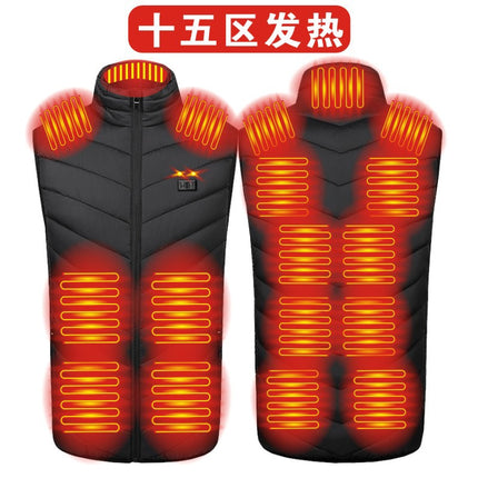 Cross-Border Popular Men's Stand-Up Collar Heating Vest Cotton Vest Electric Heating Vest USB Powered Intelligent Constant Temperature Heating Clothing