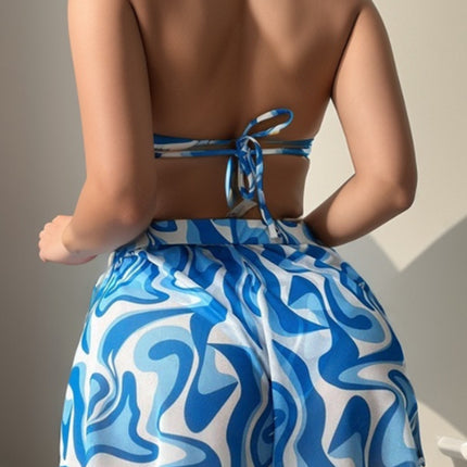 European and American New Bikini Three-piece Swimwear Women's Sexy Printed Strap Swimwear Cross-border Hot-selling Holiday Swimwear for Women