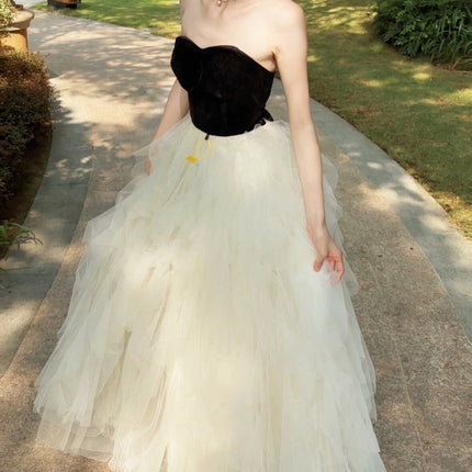 French Style Light Wedding Dress Tube Top High-end Light Luxury Banquet Tube Top Evening Dress Adult Ceremony Birthday Performance Princess Tutu Dress