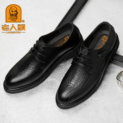 Old man's head leather shoes men's head layer leather Korean version of business casual single shoes new formal wear office men's shoes a generation