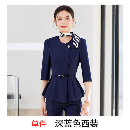 High-end professional suit female spring and autumn temperament goddess fan host formal dress beauty salon front desk overalls two-piece set