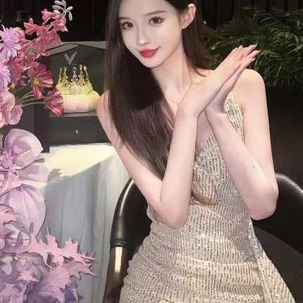 2025 Summer New High-End Elegant Goddess-Style Dress Light Luxury French Banquet Sexy Mini Dress