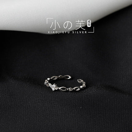 925 Silver Plated Fashion Distinctive Ring Women's Light Luxury Ins Simple Niche Design Ring Adjustable Opening of Index Finger