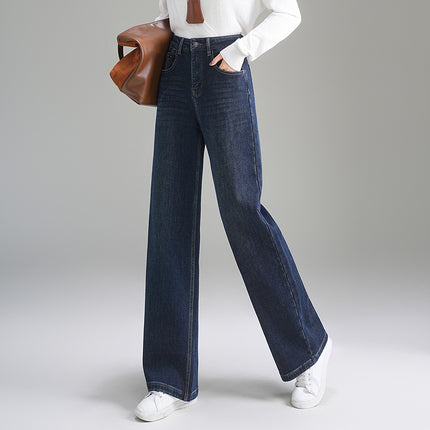 Women's Jeans Autumn New Style 2025 New High-Waisted Slim-Fit Petite Figure Blue Narrow Straight Wide-Leg Pants
