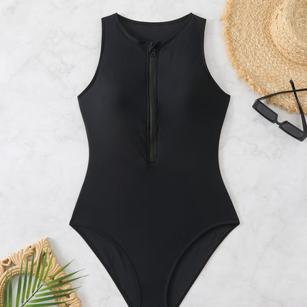 Racing Swimsuit Women's Foreign Trade European and American Surfing Suit One-Piece Sleeveless Women's Swimsuit Amazon Hot Spring Swimsuit Sports Competition