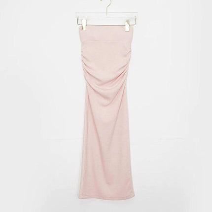 South Korea's Dongdaemun Spring and Summer New Style Slim High-Waisted Pleated Back Slit Figure-Showing Hip-Hugging Long Skirt for Women