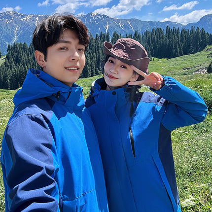Three-in-One Removable Outdoor Windproof Waterproof Fleece Down Hooded Jacket Jacket Group Clothes Printed Logo