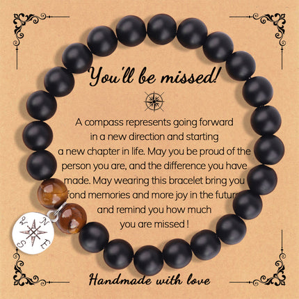New Amazon Bracelet Graduation Season Pure Color Zebra Redstone Powder Crystal African Turquoise Compass Bracelet