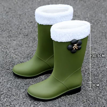 Fashion New Women's Rain Boots High Tube Korean Version Non-Slip Rain Boots Long Tube Outdoor Water Boots Fashion Versatile Rubber Shoes Wholesale