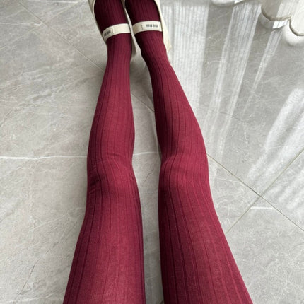 Autumn and Winter Fashion Vertical Stripe Leggings Cotton Warm Slim-fit Slimming Pantyhose All-match Simple Base Trendy Socks for Women