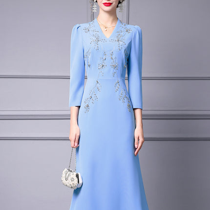 Zhili 2026 New Model Dress for Important Occasions, Elegant Socialite Style, Embroidered with Rhinestones, Short in the Front and Long in the Back, Mermaid Dress