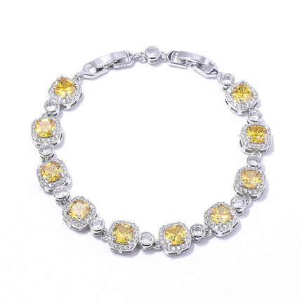 Square Fashion European and American Bridal suit Banquet Luxury Necklace Earrings Ring Bracelet AAA Zircon Jewelry suit