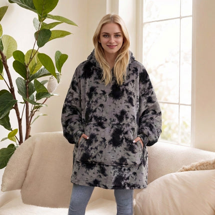 Hooded Blanket, Lazy Blanket That Can Be Worn Outside, Lazy Flannel Pajamas, Tv Blanket, Outdoor Cold-Proof Hooded Blanket for Home Use