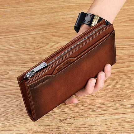 King Paul Wallet Men's Long Men's Wallet Anti-theft Brush Wallet Driver's License Bag Cowhide Large Capacity Wallet