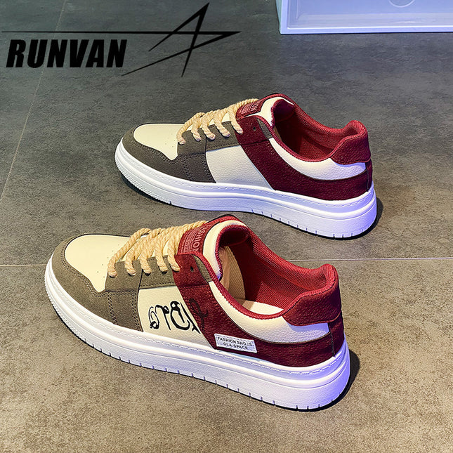 Canvas Shoes Men's Summer Casual Trendy Shoes Burgundy Sneakers American Trendy Brand Niche Design High-End Spring and Summer