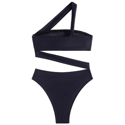 2024 new women's stitching one-piece swimsuit European and American sexy hot girl one-piece clothing Amazon hot in stock