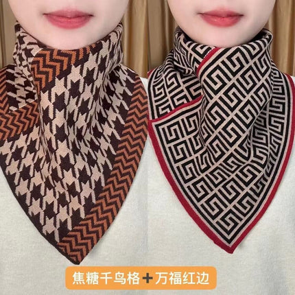 New Style Fashion 2024 Autumn and Winter Neck Protection Neck Korean Style Cold-proof All-match Neck Set Warm Temperament Triangle Scarf
