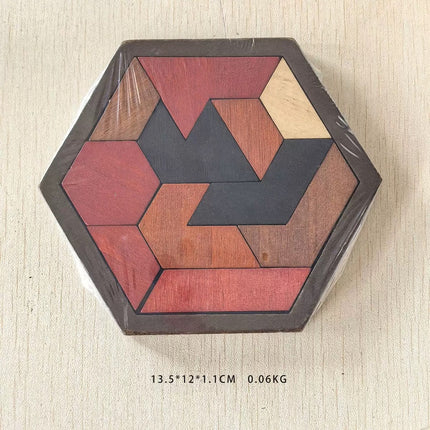 Wooden hexagon intelligence geometric puzzle cellular jigsaw puzzle honeycomb puzzle kindergarten baby toy