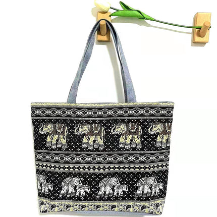 Korean Style Simple Cartoon Canvas Bag for Women, Cross-Border Large-Capacity Commuting Versatile Shoulder Tote Bag for Women