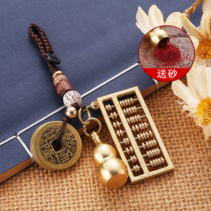 Brass movable Abacus keychain beads can rotate five Emperor money wishful Abacus hoist key chain pendant wholesale