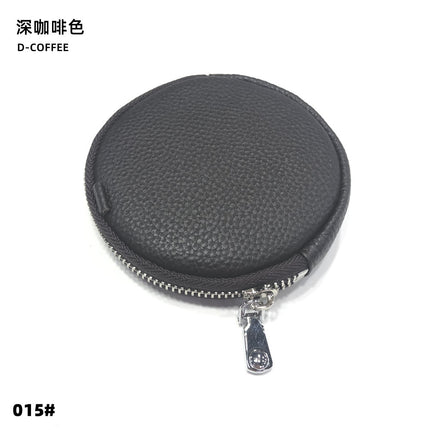 Mini Round Genuine Leather Small Coin Purse Bag Mother's Cowhide Women's Small Children's Zipper Key Coin Earphone Bag
