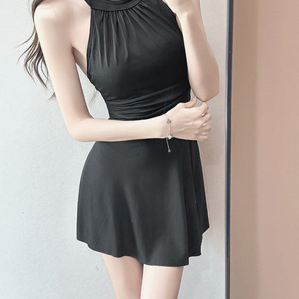 Swimsuit Women's One-Piece Pure Color 2025 New Sexy Beautiful Back Swimsuit Dress Style Conservative Slimming Look Hot Spring Vacation