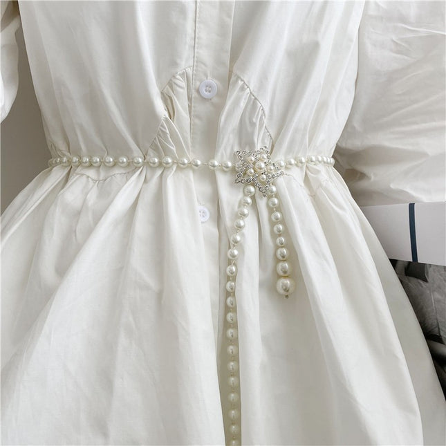 Tweed Style Pearl Waist Chain Decoration Summer Dress High-End Elegant Accessible Luxury Style Fashionable Simple Pearl Chain