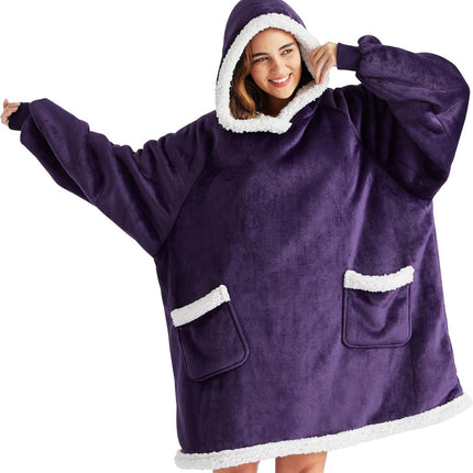 Lazy Pullover Long-Sleeve Pajamas with Lamb Fleece Tv Blanket Hoodie, Tv Blanket Manufacturer, Thickened Thermal Clothing for Warmth