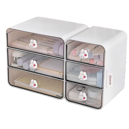 Cute Desktop Transparent Drawer Type Storage Box Student Desk Stationery Finishing Box Office Sundries Storage Box