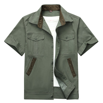 Summer Work Clothes Men's Thin Cotton Camouflage Short-sleeved Loose Construction Site Security Welding Clothes Workwear Labor Security Clothes Shirt
