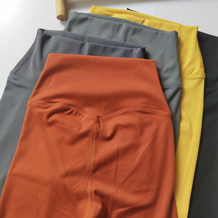 Five-Point Pants ~ Brushed No-Awkward-Line Sports Fitness Pants High-Waisted Cycling Pants Tight Yoga Shorts Yoga Pants