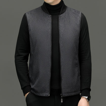 Men's Lapel Woolen Tops Autumn and Winter Business Casual Removable Liner Multi-Color Fashion Warm Top