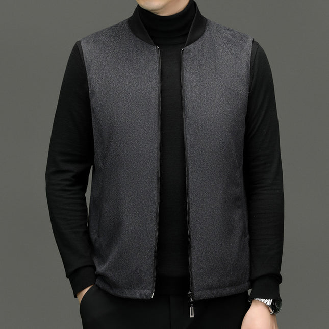 Men's Lapel Woolen Tops Autumn and Winter Business Casual Removable Liner Multi-Color Fashion Warm Top