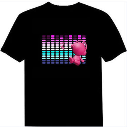 Luminous T-shirt men and women with cross-border Amazon disco net red bar nightclub led voice-activated luminous short sleeve wholesale
