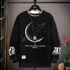 Round neck sweatshirt globe black / (s size) weight 70-85