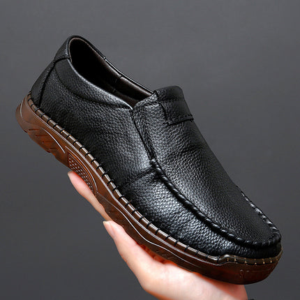 Cross-Border Hot-Selling Spring and Summer New Products Hand-Stitched Casual Men's Shoes Fashionable Soft-Soled Hollow Breathable Leather Shoes
