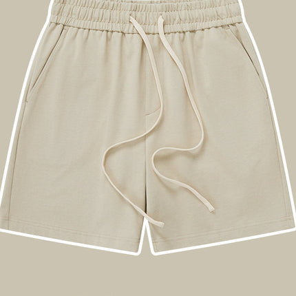 450g heavy cotton jersey elastic casual shorts solid color basic pants loose men's sports pants