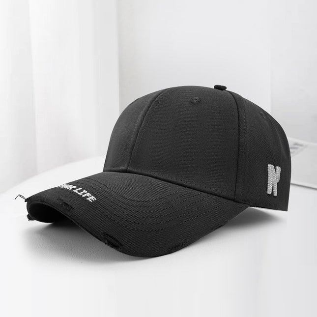 South Korea Simple Embroidered Letter Baseball Cap Women's Spring Korean Style Face Small All-match Sunshade Sunscreen Cap for Men