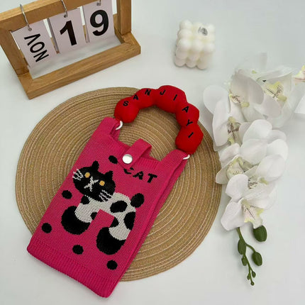 Cartoon Cute Mobile Phone Bag, Cute and Versatile Handbag, Mini Knitted Small Tote Bag, Shoulder Bag, Crossbody Handbag
