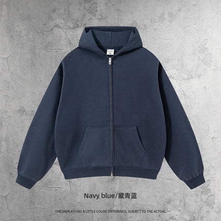 Kite Men's Clothing | Cross-Border European and American Loose Zipper Shirt Two-Piece Set for Men and Women 350g Fleece Hooded Sweatshirt and Pants Set