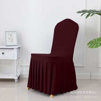 Chair Cover Thickened Stretch Pleated Skirt Dining Chair Cover Hotel Wedding Banquet Event Stool Cover Hotel Cloth